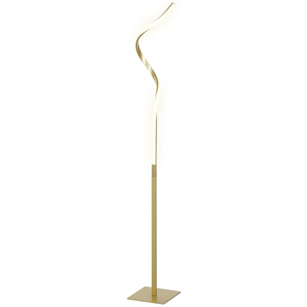 Golvlampa Dimbar LED-golvlampa med fotkontakt, 3 ljusfärger, vardagsrumsgolvlampa i spiraldesign Modern 146 cm golvlampa för sovrum, guld