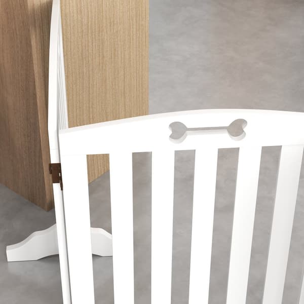 Hundespærreport, 4-delt, 207,5 x 61 cm, foldbar dørlåge med 2 støttefødder, Fritstående hundelåge, trappelåge til mellemstore hunde, til entre, trappe