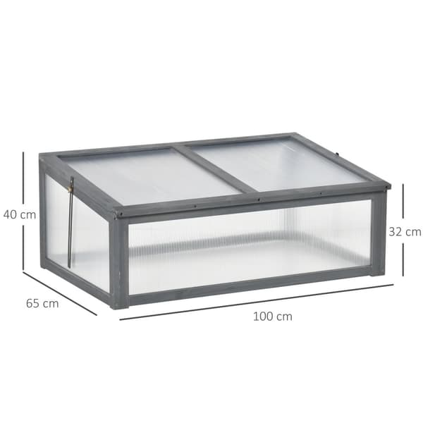 Kaldrammetre, minidrivhus 100 x 65 x 40 cm, drivhus med deksel, UV-beskyttelse, gjennomskinnelig kaldrammeboks, vintertett høybed for hage, grå