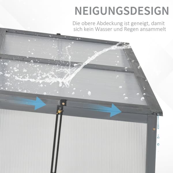 Kaldrammetre, minidrivhus 100 x 65 x 40 cm, drivhus med deksel, UV-beskyttelse, gjennomskinnelig kaldrammeboks, vintertett høybed for hage, grå
