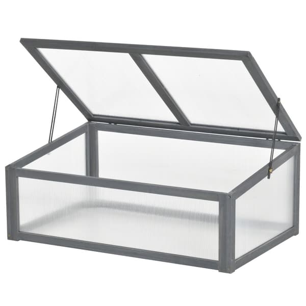 Kaldrammetre, minidrivhus 100 x 65 x 40 cm, drivhus med deksel, UV-beskyttelse, gjennomskinnelig kaldrammeboks, vintertett høybed for hage, grå
