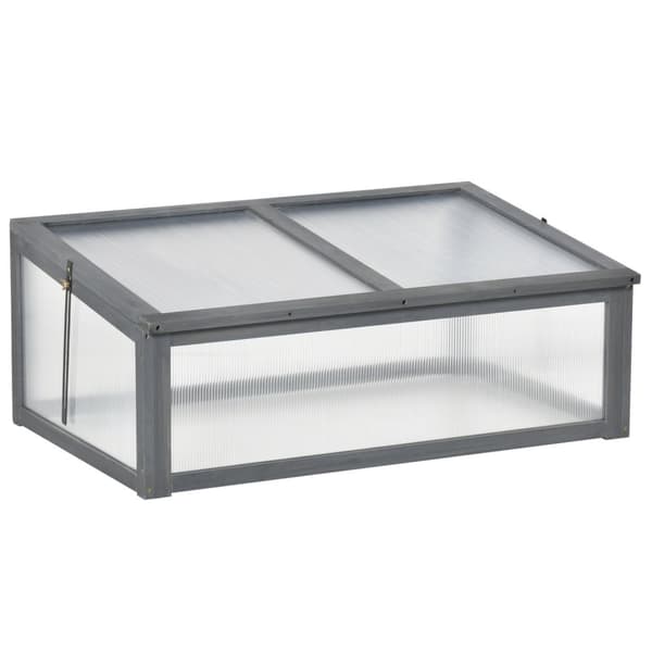Kaldrammetre, minidrivhus 100 x 65 x 40 cm, drivhus med deksel, UV-beskyttelse, gjennomskinnelig kaldrammeboks, vintertett høybed for hage, grå