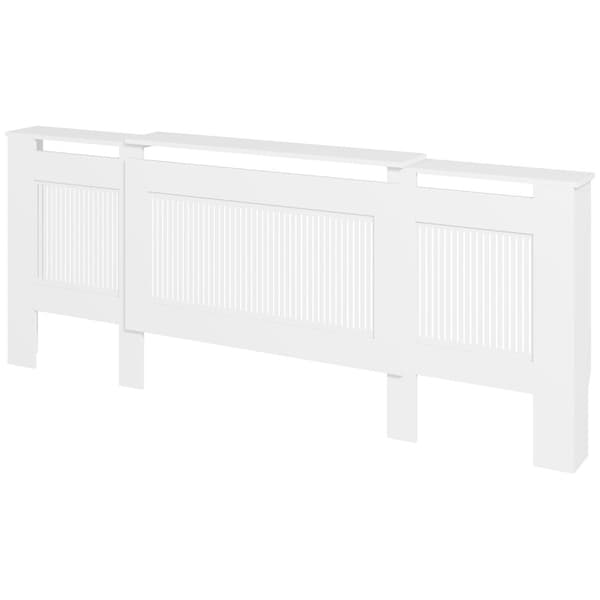 Kølerafdækning udtrækbar radiatorafdækning med hylde, lameller, varmeafdækning varmeafdækning radiatorafdækning 125-201 x 19 x 81,5 cm hvid