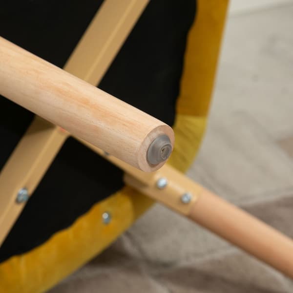 Fåtölj Wing Stol med armstöd, Träram Vadderad loungestol med sammetslook, avkopplingsstol för vardagsrum, sovrum, gul