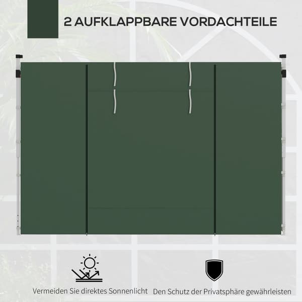 Sæt med 2 sidepaneler til pavillon 3x3/3x6 m, sidevæg med vindue og velcrolukning, vandtætte sidevægge af Oxford stof, som vindbeskyttelse og privatsk