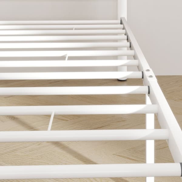 Sengeramme for madrass 200 x 90 cm, sengeramme 88 cm høy enkeltsengsramme av stål, til soverom gjesterom, hvit