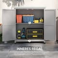 Miniatyrbilde 7 av 10: Hageskap tre utendørs værbestandig redskapsbod med benkeplate, dobbel dør, hylle, utstyrsskap oppbevaringsskap flerbruksskap for hage, terrasse 79 x 4