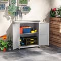 Miniatyrbilde 2 av 10: Hageskap tre utendørs værbestandig redskapsbod med benkeplate, dobbel dør, hylle, utstyrsskap oppbevaringsskap flerbruksskap for hage, terrasse 79 x 4