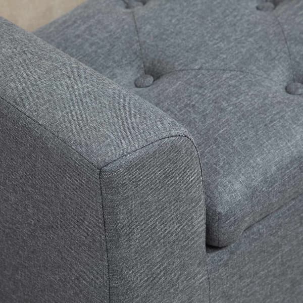 Benk med oppbevaringsplass, polstret benk med linlook, treben, sengebenk med lastekapasitet inntil 130 kg, til stue, soverom, gang, 116 x 44 x 58 cm l
