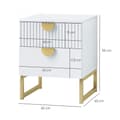 Miniatyrbilde 4 av 10: Nattbord med 2 skuffer, sidebord, nattbord med håndtak i gull-look, nattbord for soverom, stue, 40 x 40 x 50 cm, hvit