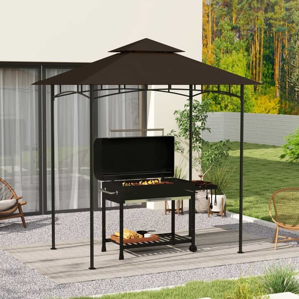 Erstatningstak for BBQ Lysthus 1,5 m x 2,4 m Kun erstatningstak, dobbeltlags beskyttelsesdeksel, vanntett utendørs kalesje, tak passer utendørs BBQ-te