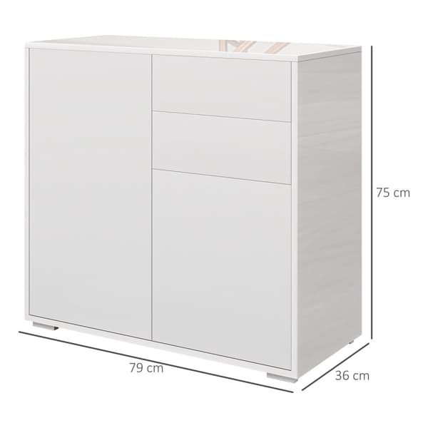 Skjenk oppbevaringsskap med skuff, 2 push-click dører, kjøkkenskap med justerbar hylle, buffet skap for kjøkken, stue 79x36x75 cm hvit