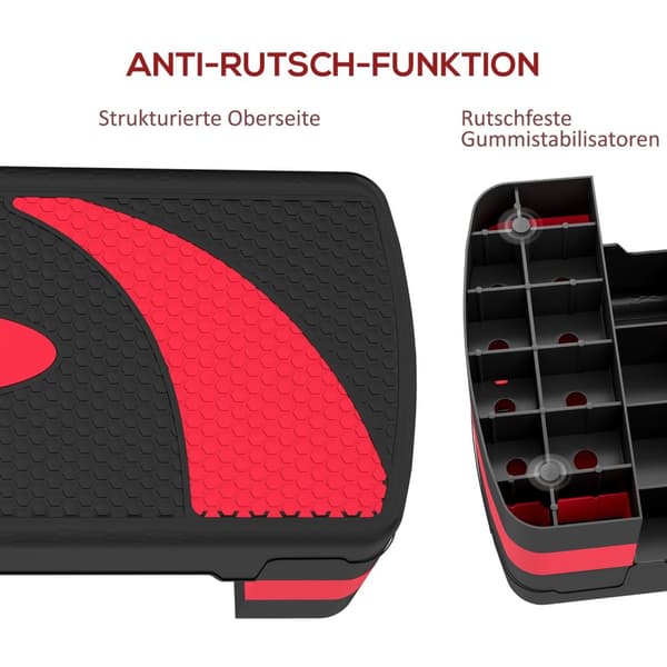 Stepping board aerobic stepper höjdjusterbar med 3 nivåer (10/15/20 cm) fitness motionscykel för inomhus utomhus lastkapacitet upp till 150 kg röd
