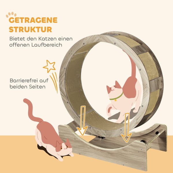 Cat Balance sykkel for katter 91 cm med brems, skrapebrett, kattehjul for sunn trening, avslapning, valnøtt