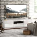 Miniatyrbilde 8 av 10: TV-skap lowboard med 2 dører, skuff, 160 cm langt TV-stativ for TVer opp til 65 tommer, TV-bord med kabelføring for stue, hvit