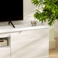 Miniatyrbilde 10 av 10: TV-skap lowboard med 2 dører, skuff, 160 cm langt TV-stativ for TVer opp til 65 tommer, TV-bord med kabelføring for stue, hvit