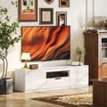 Miniatyrbilde 2 av 10: TV-skap lowboard med 2 dører, skuff, 160 cm langt TV-stativ for TVer opp til 65 tommer, TV-bord med kabelføring for stue, hvit