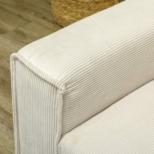 3-seters sofa, sofa med armlener, ryggputer, stuesofa med snortrekk, fjærkjerne, tykt polstret sofa for stue, soverom 193 x 77 x 80 cm, kremhvit