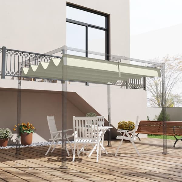 Ersättningstak för 2,85 x 2 m pergola, vattenavvisande infällbart vågtak med regndräneringshål, UV-skydd 30+, vintertätt skuggskydd för trädgård, balk