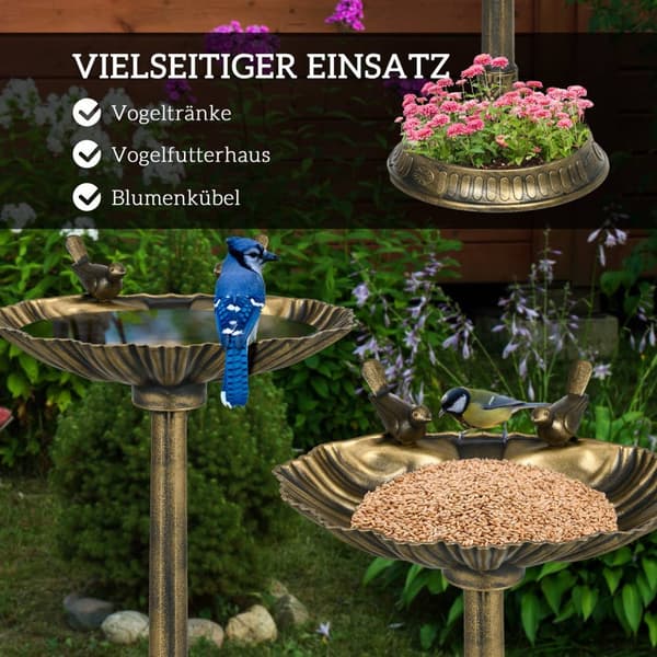 Stående fågelbad, fågelbad av plast, frostsäkert fågelbassäng, vintersäker vattendrickare för vilda fåglar, vattenskål, vattenpunkt för trädgård, terr