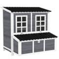 Miniatyrbillede 1 af 10: Grantræ hønsegård, hønsehus med redekasse, fjerkræhus til 4-6 høns, vandtæt tag, 100 x 86 x 100 cm, lysegrå