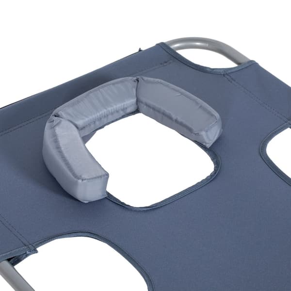 Solseng sammenleggbar hageseng med lesevindu, pute, fluktstol med 5-veis justerbar rygg, værbestandig campingseng kan holde opptil 120 kg, for hagestr