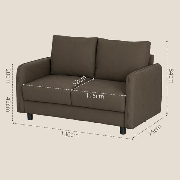 Soffa 2-sits modern soffa med armstöd, 2 kuddar, stoppad soffa med förvaringsutrymme, S-fjädrar och resårband, liten loungesoffa med sammetslook för v