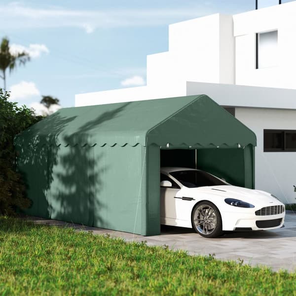 Carport 3x6 m teltgarasje med rulledører, tak, avtakbare sidevegger, UV-bestandig vanntett garasje telt ly lagringstelt beitetelt garasje kalesje for