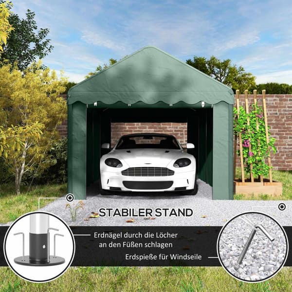 Carport 3x6 m teltgarasje med rulledører, tak, avtakbare sidevegger, UV-bestandig vanntett garasje telt ly lagringstelt beitetelt garasje kalesje for