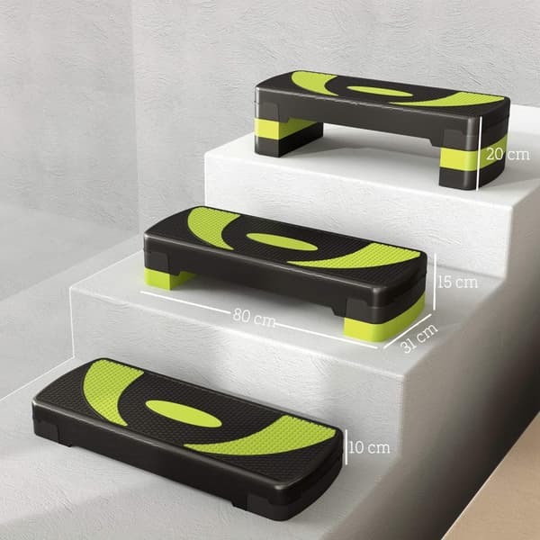 Stepping board aerobic stepper höjdjusterbar med 3 nivåer (10/15/20 cm) fitness motionscykel för inomhus utomhus lastkapacitet upp till 150 kg grön