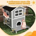 Pikkukuva 6 / 10: Puinen kissatalo Kissaluola ikkunalla Säänkestävä kissatalo 2-tasolla irrotettavalla pohjalla 1-2 kissalle Sisällä ulkona 66 x 66 x 90 cm Harmaa