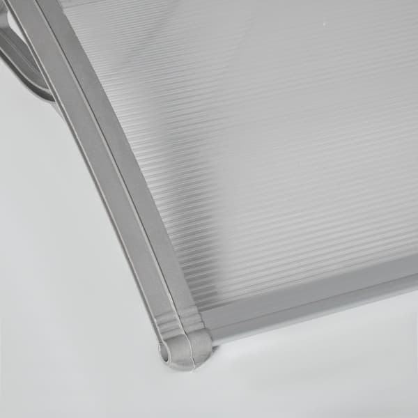 Baldakin for inngangsdør 100 x 75 cm buet kalesje av aluminium og polykarbonat kalesje med UV-beskyttelse ytterdørs kalesje for balkong, solskjerming,