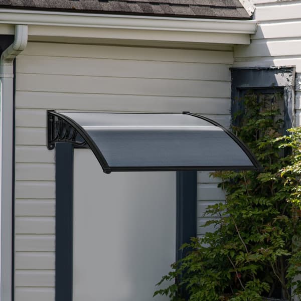 Baldakin til hoveddør 100 x 75 cm buet baldakin lavet af aluminium og polycarbonat baldakin med UV-beskyttelse hoveddørs baldakin til altan, solafskær