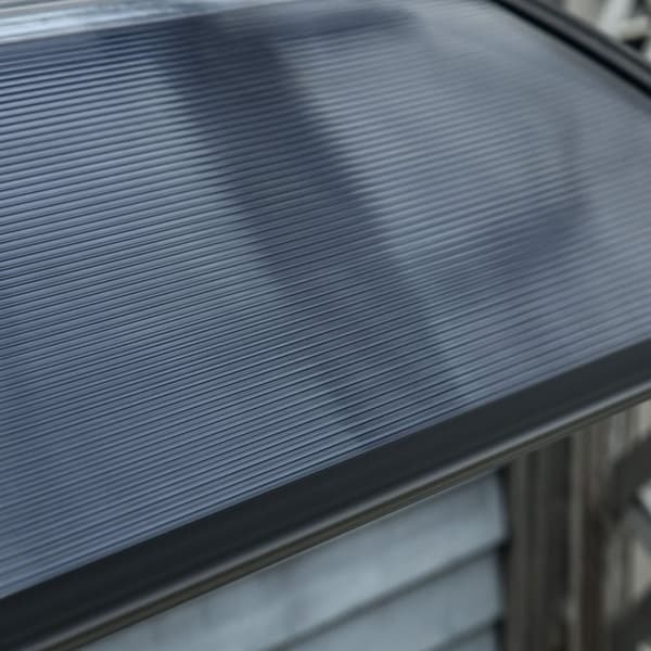 Baldakin til hoveddør 100 x 75 cm buet baldakin lavet af aluminium og polycarbonat baldakin med UV-beskyttelse hoveddørs baldakin til altan, solafskær