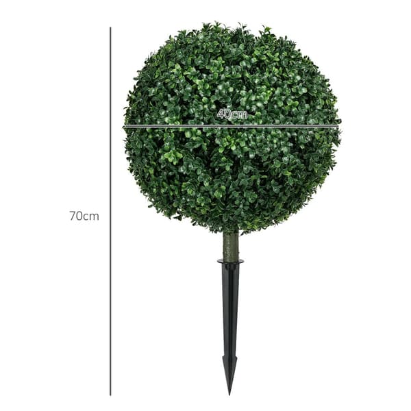 Set med 2 konstgjorda buxbom stora 70 cm konstgjorda växter med UV-skydd, konstgjorda växter som riktiga med markpålar för vardagsrum, sovrum, kontor,