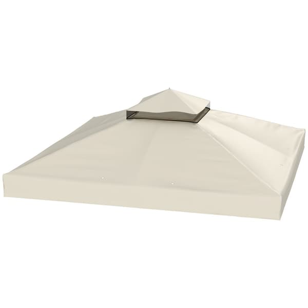 Outsuuny erstatningstak for lysthus 3 x 3 m vanntett lysthustak Dobbelttak erstatningsdeksel for hagepaviljong Oxford Stofferstatningsdeler 370gsm Kre