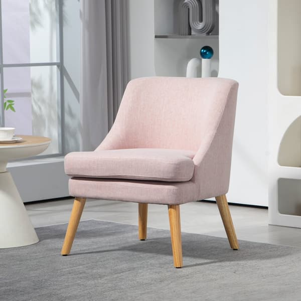 Lenestol lenestol med linlook, armlen, polstret avslapningsstol med treben, til stue, soverom, rosa