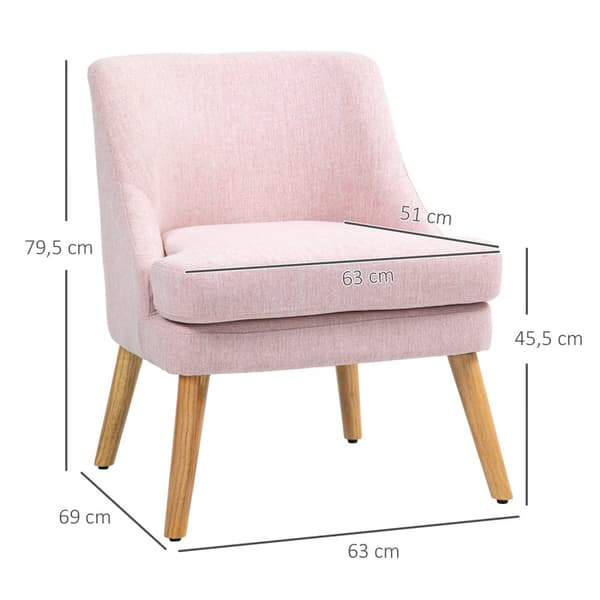 Lenestol lenestol med linlook, armlen, polstret avslapningsstol med treben, til stue, soverom, rosa