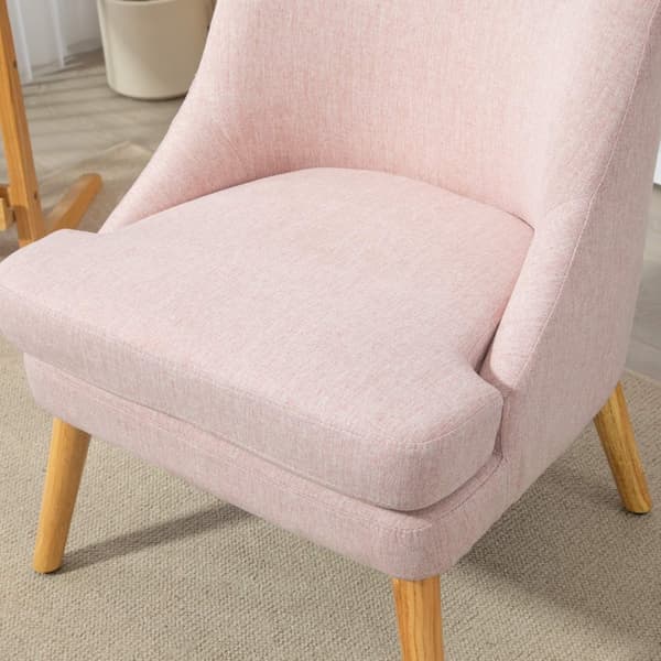 Lenestol lenestol med linlook, armlen, polstret avslapningsstol med treben, til stue, soverom, rosa