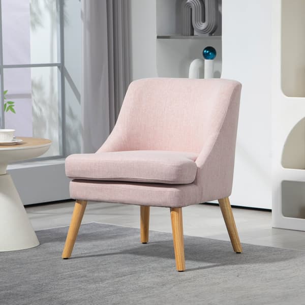 Lenestol lenestol med linlook, armlen, polstret avslapningsstol med treben, til stue, soverom, rosa