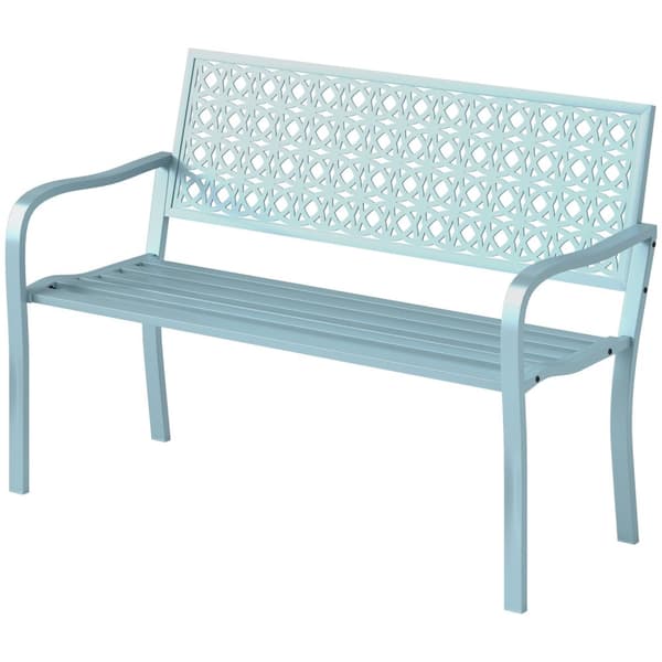 2-seters hagebenk, værbestandig benk, hagemøbler med rygg og armlener, parkbenk 240kg lastekapasitet, balkongbenk for balkongterrasse, hage, 127 x 63