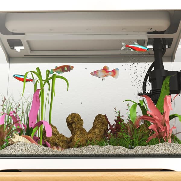 Akvarium med LED-belysning, filtersystem, 17L akvarium, tropisk fiskakvarium med vattenpump vit