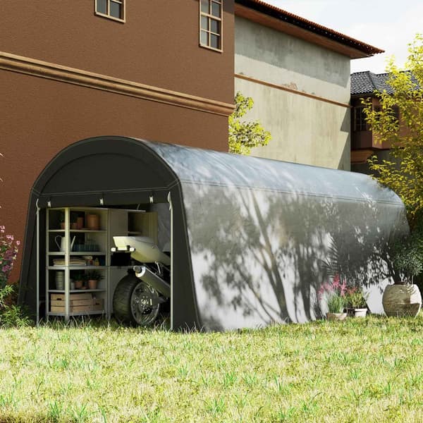 Sykkeloppbevaringstelt, vanntett sykkelskur med dør, anti-støv sykkeldeksel Shelter for hjemmet Utendørs Hage Bakgård 300x600x230cm Mørkegrå