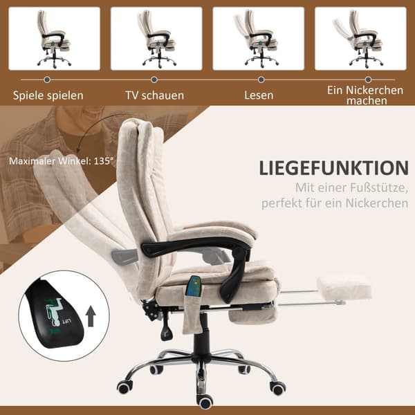 Työtuoli hierontatoiminnolla, ergonominen työtuoli kallistustoiminnolla, lämmitystoiminto, korkeussäädettävä kääntyvä tuoli jalkatuella, sivutasku, ke