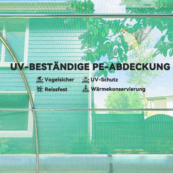 Drivhus 6 x 3 x 2 m filmdrivhus med 12 vinduer, rulledører, opprullbare sidevegger, UV-bestandig filmtunnel, vintertett tomathus med jordanker, grønn