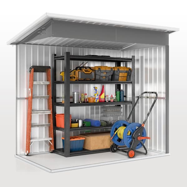 Redskapsbod 2,55m², hagebod med topptak, 221 x 133 x 190/173 cm, redskapsbod med låsbar dør, vindu, sykkelgarasje, hageskap av stål, til bakgård, hage