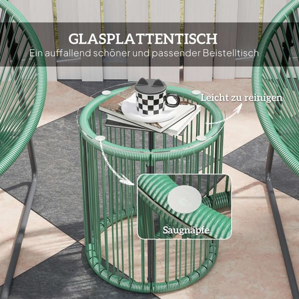Hagemøbelsett i polyrattan, utestue balkongmøbler for 2 personer, 3-delt sittegruppe med 2 stoler, sidebord, puter, værbestandig hagesalong for hage,