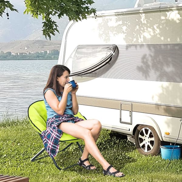 Campingstol foldbar campingstol med ryglæn, klapstol op til 120 kg, polstret moonchair ekstra bred, klapstol udendørs stol til have, balkon, camping,