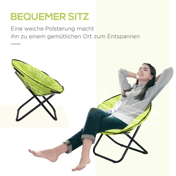 Campingstol foldbar campingstol med ryglæn, klapstol op til 120 kg, polstret moonchair ekstra bred, klapstol udendørs stol til have, balkon, camping,