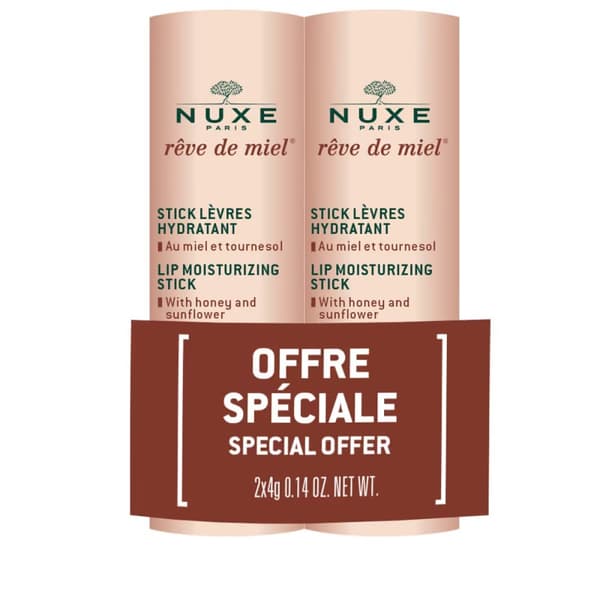 Set Duo, Nuxe, Reve de Miel, Vegan, Hydrating, Lip Balm, 2 pcs, 4 g